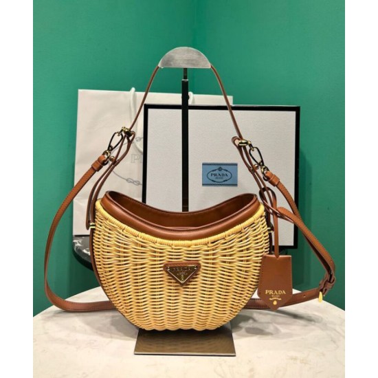 Replica Prada Wicker And Leather Prada Arque Bag 1BC202 Coffee Replica Prada Wicker And Leather Prada Arque Bag 1BC202 Coffee