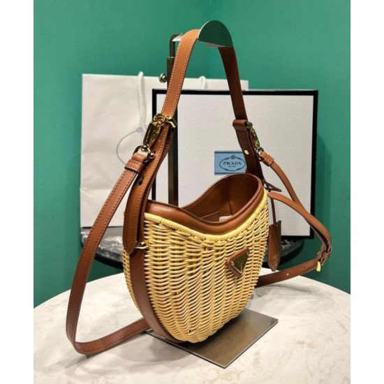 Replica Prada Wicker And Leather Prada Arque Bag 1BC202 Coffee Replica Prada Wicker And Leather Prada Arque Bag 1BC202 Coffee