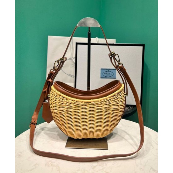 Replica Prada Wicker And Leather Prada Arque Bag 1BC202 Coffee Replica Prada Wicker And Leather Prada Arque Bag 1BC202 Coffee