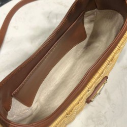 Replica Prada Wicker And Leather Prada Arque Bag 1BC202 Coffee