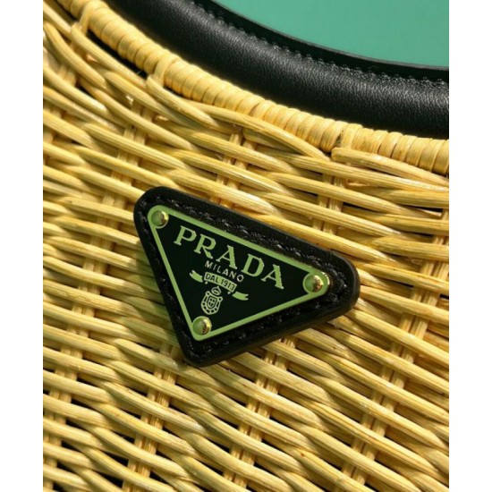 Replica Prada Wicker And Leather Prada Arque Bag 1BC202 Black Replica Prada Wicker And Leather Prada Arque Bag 1BC202 Black