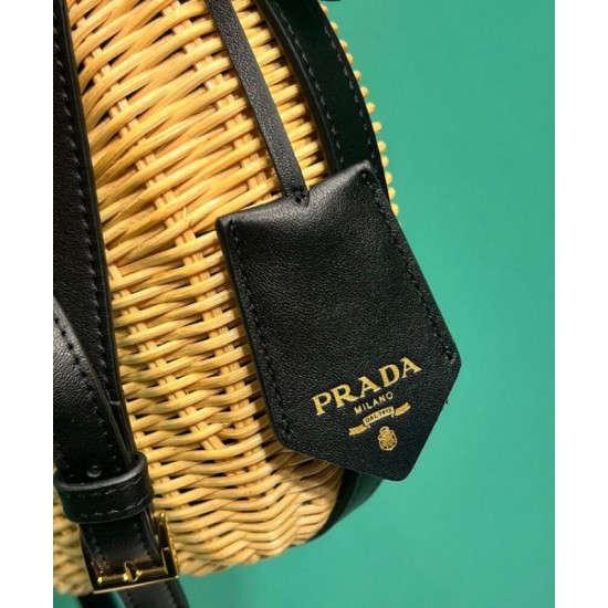 Replica Prada Wicker And Leather Prada Arque Bag 1BC202 Black Replica Prada Wicker And Leather Prada Arque Bag 1BC202 Black