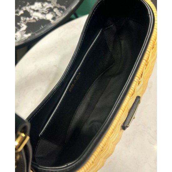Replica Prada Wicker And Leather Prada Arque Bag 1BC202 Black Replica Prada Wicker And Leather Prada Arque Bag 1BC202 Black