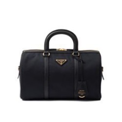 Fake Prada Fever-Edition recycled nylon and Safiano tote bag Black Replica
