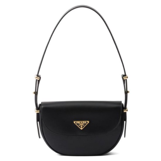 Replica Prada Arque Shoulder Bag With Flap 1BD365 Black Replica Prada Arque Shoulder Bag With Flap 1BD365 Black