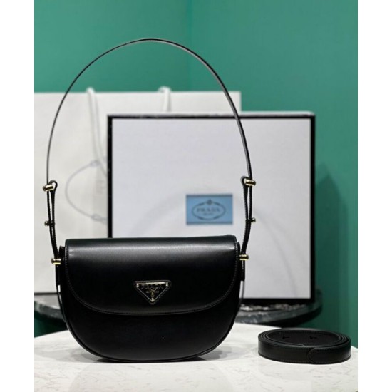 Replica Prada Arque Shoulder Bag With Flap 1BD365 Black Replica Prada Arque Shoulder Bag With Flap 1BD365 Black