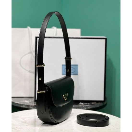 Replica Prada Arque Shoulder Bag With Flap 1BD365 Black Replica Prada Arque Shoulder Bag With Flap 1BD365 Black