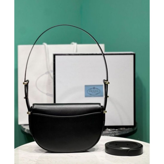 Replica Prada Arque Shoulder Bag With Flap 1BD365 Black Replica Prada Arque Shoulder Bag With Flap 1BD365 Black
