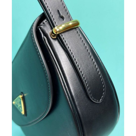 Replica Prada Arque Shoulder Bag With Flap 1BD365 Black Replica Prada Arque Shoulder Bag With Flap 1BD365 Black