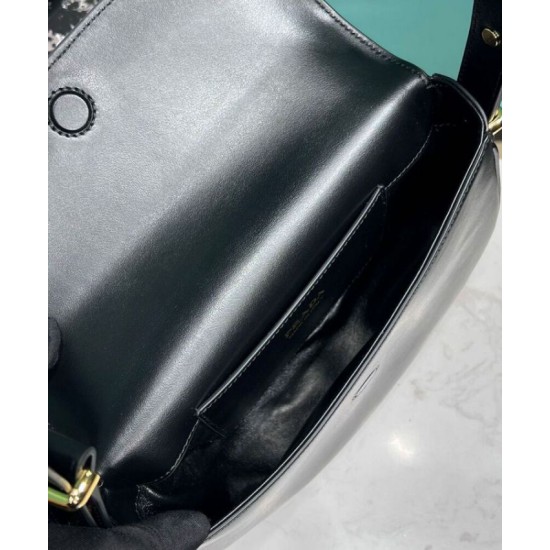 Replica Prada Arque Shoulder Bag With Flap 1BD365 Black Replica Prada Arque Shoulder Bag With Flap 1BD365 Black