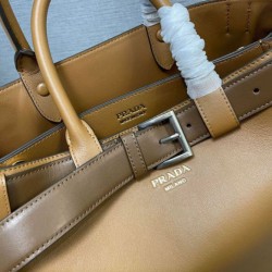 Replica Prada Buckle Large Handbag With Belt 1BA416 Coffee