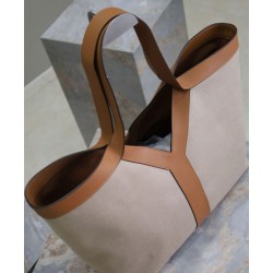 Replica YSL Saint Laurent Y Leather And Canvas Tote Bag Coffee Fake YSL Saint Laurent Y Leather And Canvas Tote Bag Coffee Replica