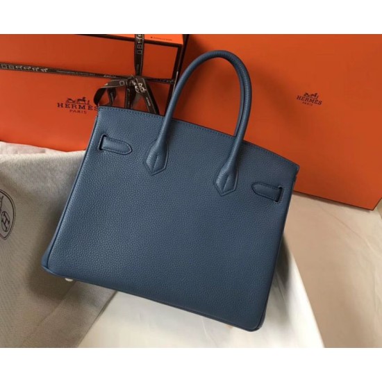 Fake Hermes Birkin 30cm Bag In Blue Agate Clemence Leather Replica Replica Hermes Birkin 30cm Bag In Blue Agate Clemence Leather