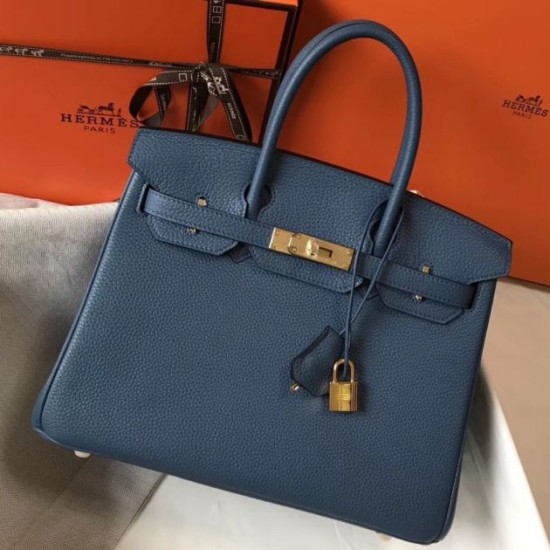 Fake Hermes Birkin 30cm Bag In Blue Agate Clemence Leather Replica Replica Hermes Birkin 30cm Bag In Blue Agate Clemence Leather