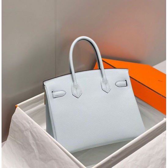 Fake Hermes Birkin 30cm Bag In Blue Brume Clemence Leather GHW Replica Replica Hermes Birkin 30cm Bag In Blue Brume Clemence Leather GHW