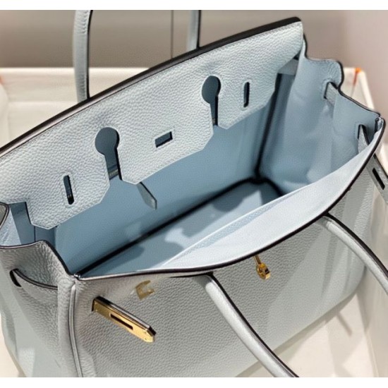 Fake Hermes Birkin 30cm Bag In Blue Brume Clemence Leather GHW Replica Replica Hermes Birkin 30cm Bag In Blue Brume Clemence Leather GHW