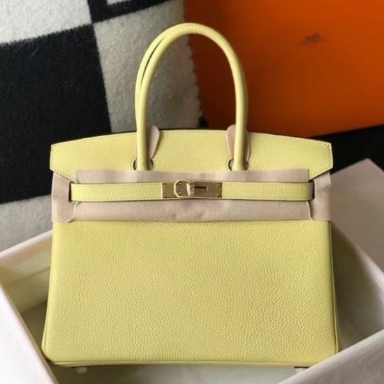 Fake Hermes Birkin 30cm Bag In Jaune Poussin Clemence Leather GHW Replica Fake Hermes Birkin 30cm Bag In Jaune Poussin Clemence Leather GHW Replica
