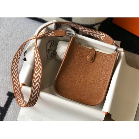 Replica Hermes Evelyne III TPM Mini Bag In Gold Clemence Leather Fake Hermes Evelyne III TPM Mini Bag In Gold Clemence Leather Replica