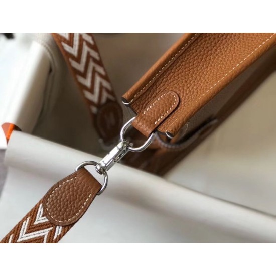 Replica Hermes Evelyne III TPM Mini Bag In Gold Clemence Leather Fake Hermes Evelyne III TPM Mini Bag In Gold Clemence Leather Replica