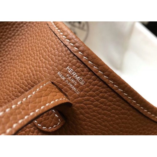 Replica Hermes Evelyne III TPM Mini Bag In Gold Clemence Leather Fake Hermes Evelyne III TPM Mini Bag In Gold Clemence Leather Replica