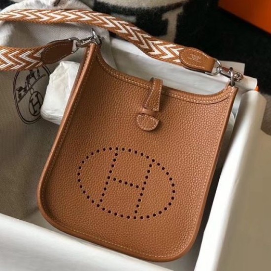 Replica Hermes Evelyne III TPM Mini Bag In Gold Clemence Leather Fake Hermes Evelyne III TPM Mini Bag In Gold Clemence Leather Replica