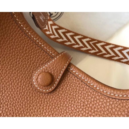 Replica Hermes Evelyne III TPM Mini Bag In Gold Clemence Leather Fake Hermes Evelyne III TPM Mini Bag In Gold Clemence Leather Replica
