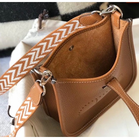 Replica Hermes Evelyne III TPM Mini Bag In Gold Clemence Leather Fake Hermes Evelyne III TPM Mini Bag In Gold Clemence Leather Replica