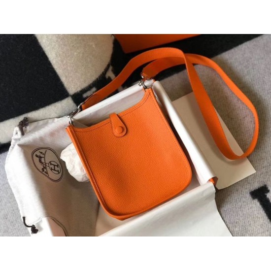 Replica Hermes Evelyne III TPM Mini Bag In Orange Clemence Leather Replica Hermes Evelyne III TPM Mini Bag In Orange Clemence Leather
