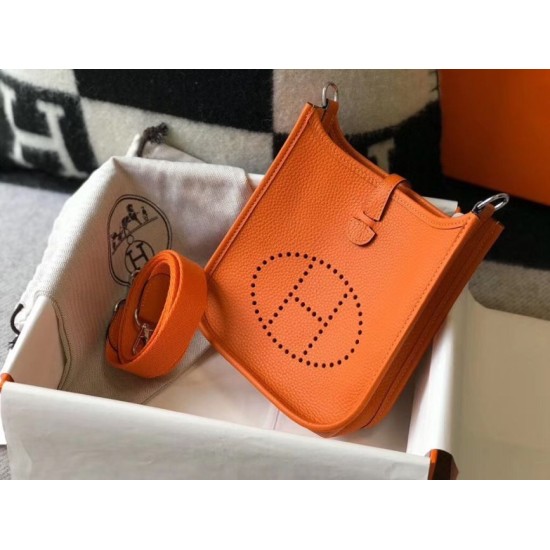 Replica Hermes Evelyne III TPM Mini Bag In Orange Clemence Leather Replica Hermes Evelyne III TPM Mini Bag In Orange Clemence Leather