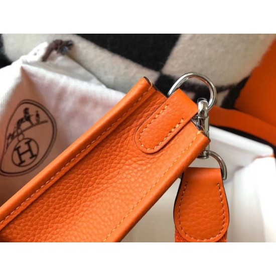 Replica Hermes Evelyne III TPM Mini Bag In Orange Clemence Leather Replica Hermes Evelyne III TPM Mini Bag In Orange Clemence Leather