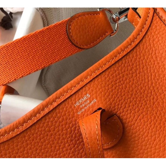 Replica Hermes Evelyne III TPM Mini Bag In Orange Clemence Leather Replica Hermes Evelyne III TPM Mini Bag In Orange Clemence Leather