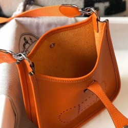 Replica Hermes Evelyne III TPM Mini Bag In Orange Clemence Leather