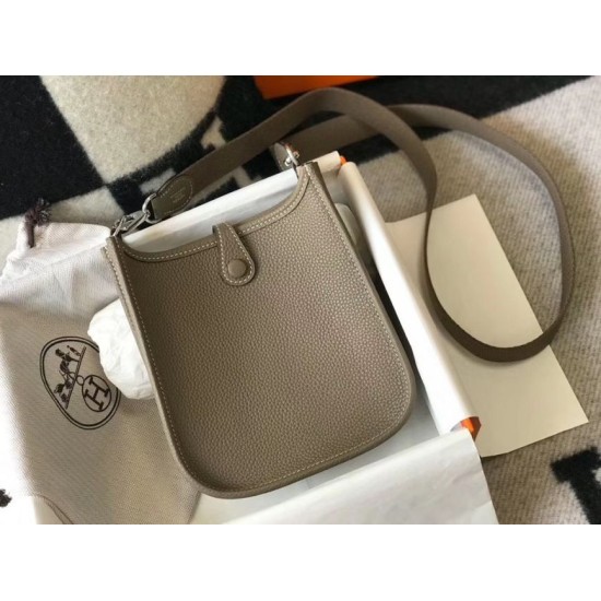 Fake Hermes Evelyne III TPM Mini Bag In Taupe Clemence Leather Replica Replica Hermes Evelyne III TPM Mini Bag In Taupe Clemence Leather