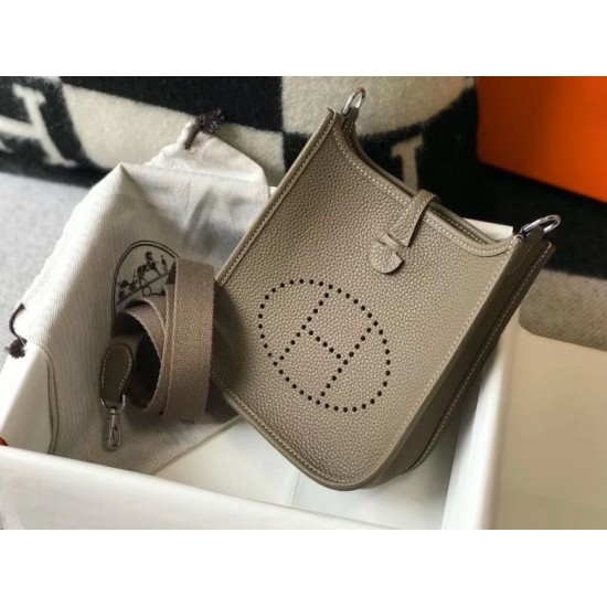 Fake Hermes Evelyne III TPM Mini Bag In Taupe Clemence Leather Replica Replica Hermes Evelyne III TPM Mini Bag In Taupe Clemence Leather