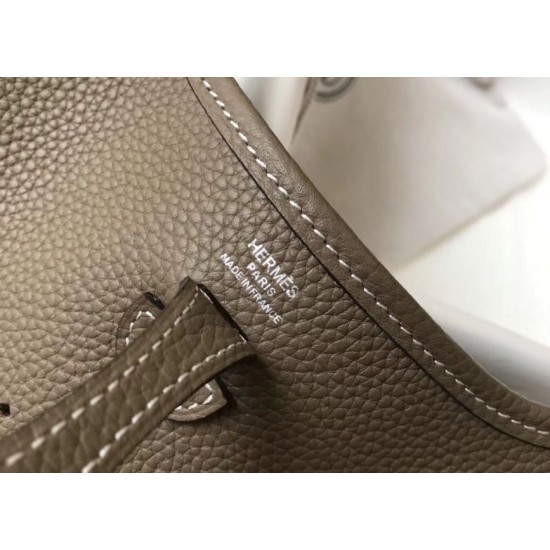 Fake Hermes Evelyne III TPM Mini Bag In Taupe Clemence Leather Replica Replica Hermes Evelyne III TPM Mini Bag In Taupe Clemence Leather