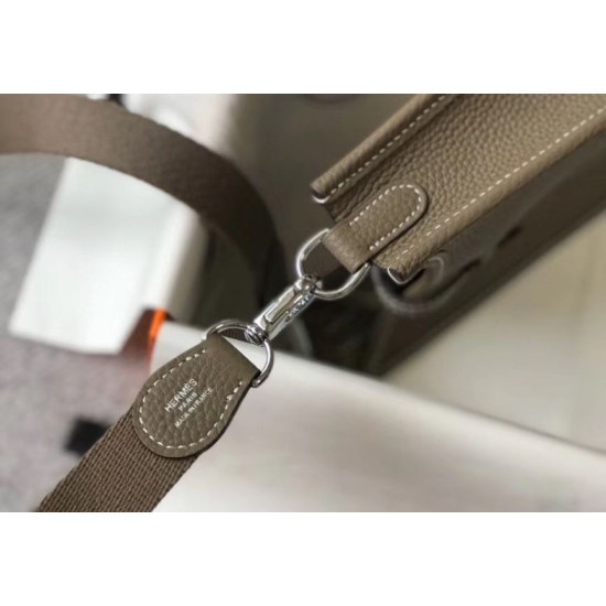 Fake Hermes Evelyne III TPM Mini Bag In Taupe Clemence Leather Replica Replica Hermes Evelyne III TPM Mini Bag In Taupe Clemence Leather