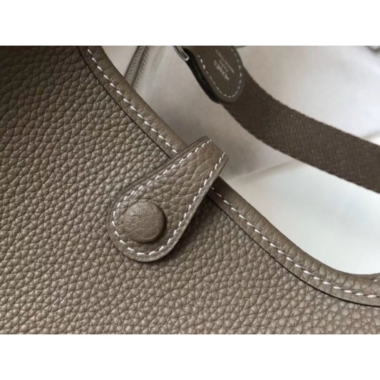 Fake Hermes Evelyne III TPM Mini Bag In Taupe Clemence Leather Replica Replica Hermes Evelyne III TPM Mini Bag In Taupe Clemence Leather