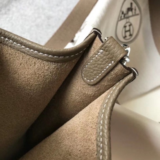 Fake Hermes Evelyne III TPM Mini Bag In Taupe Clemence Leather Replica Replica Hermes Evelyne III TPM Mini Bag In Taupe Clemence Leather