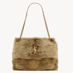 Replica YSL Saint Laurent Niki Large Shoulder Bag in Brown Shearling