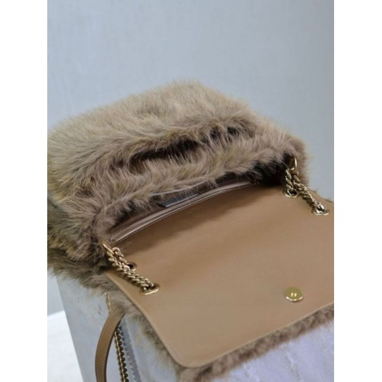 Fake YSL Saint Laurent Niki Large Shoulder Bag in Brown Shearling Replica Replica YSL Saint Laurent Niki Large Shoulder Bag in Brown Shearling