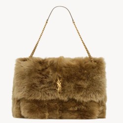 Fake YSL Saint Laurent Niki Oversized Shoulder Bag in Brown Shearling Replica