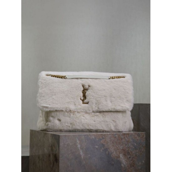 Replica YSL Saint Laurent Niki Oversized Shoulder Bag in White Shearling Replica YSL Saint Laurent Niki Oversized Shoulder Bag in White Shearling