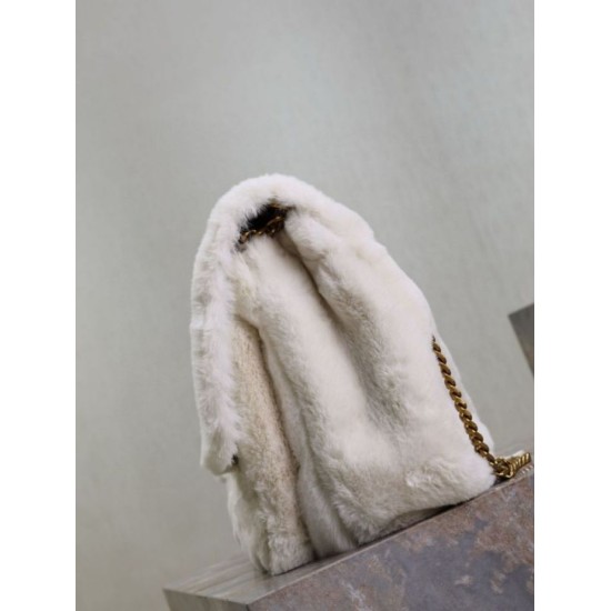 Replica YSL Saint Laurent Niki Oversized Shoulder Bag in White Shearling Replica YSL Saint Laurent Niki Oversized Shoulder Bag in White Shearling
