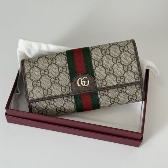 Top Replica Gucci Ophidia Continental Wallet 838485 Brown