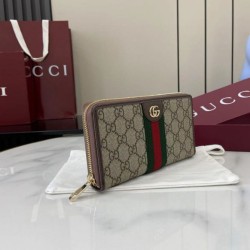 Top Replica Gucci Ophidia Zip Around Wallet 838484 Brown