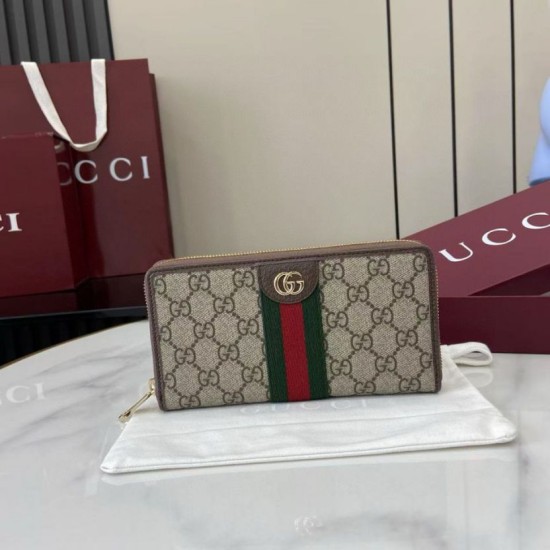 Top Replica Gucci Ophidia Zip Around Wallet 838484 Brown