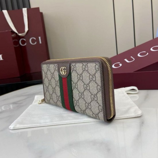 Top Replica Gucci Ophidia Zip Around Wallet 838484 Brown