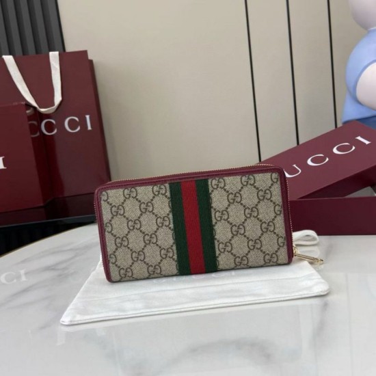 Top Replica Gucci Ophidia Zip Around Wallet 838484 Red