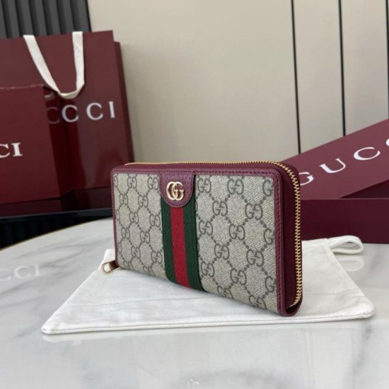 Top Replica Gucci Ophidia Zip Around Wallet 838484 Red