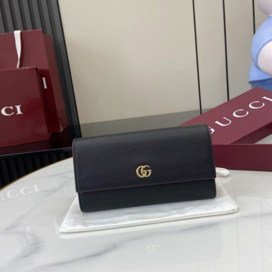 Top Replica Gucci GG Marmont Two-Tone Zip Around Wallet 456117 Black
